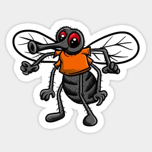 Cute Anthropomorphic Human-like Cartoon Character Housefly in Clothes Sticker